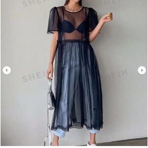 Festival layering tulle sheer dress